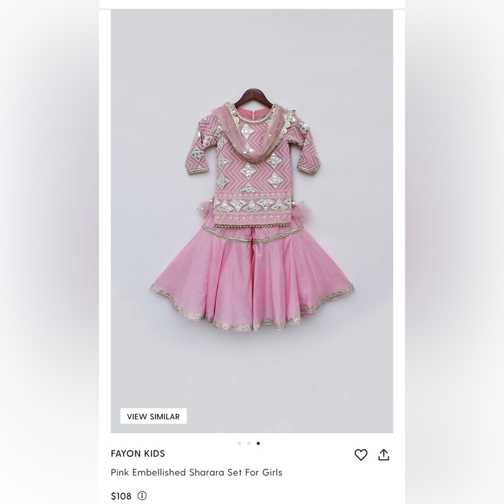 Pink silver Embellished Sharara Set for Girls
